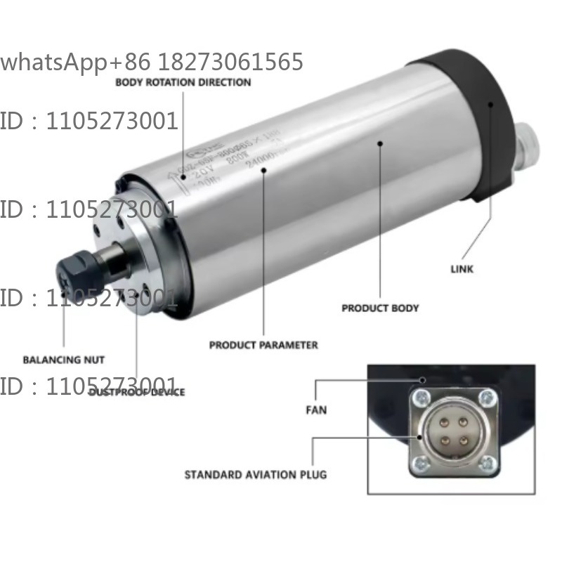 Cnc Spindle Motor - Motor Spindel Berpendingin Air Bulat 24000RPM